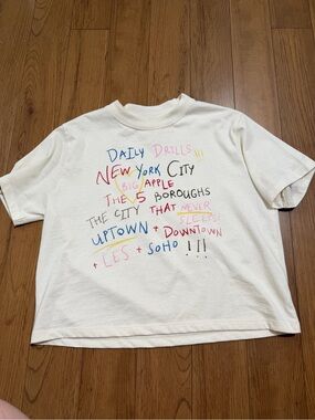 Daily Drills Cream Short Sleeve Graphic Tee with Multicolor Handwritten Print